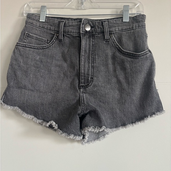 Lee Gray Jean Shorts High-Waisted Distressed - Picture 1 of 3